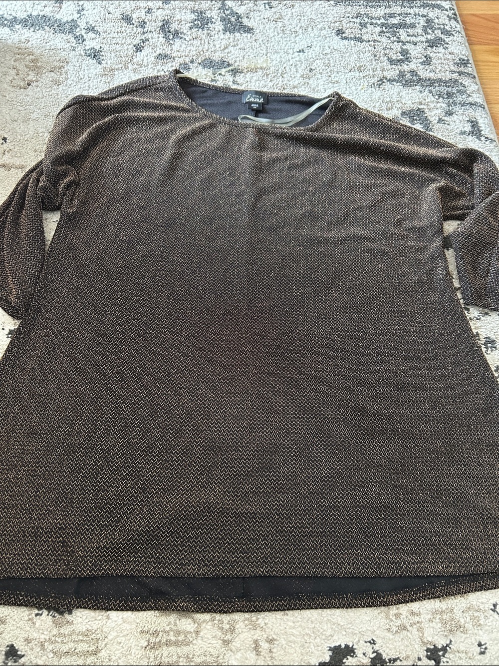 Simply Emma Brown Metallic Knit Boatneck Top